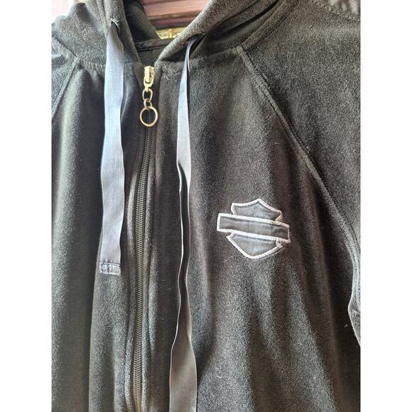 Harley-Davidson Velvet jacket with satin trim embroidered logo womens sz large - Picture 2 of 6